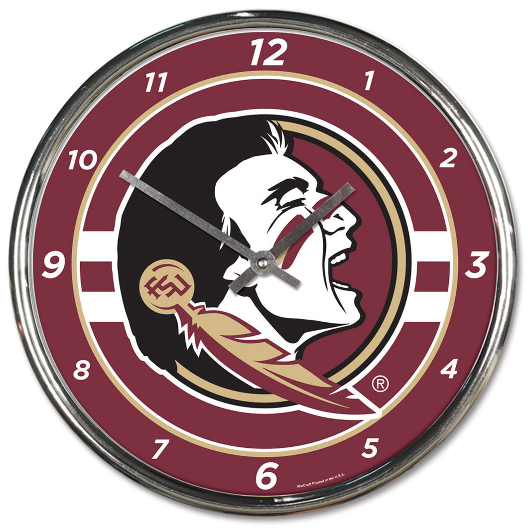 Florida State Seminoles (FSU) Round Chrome Wall Clock 12.75
