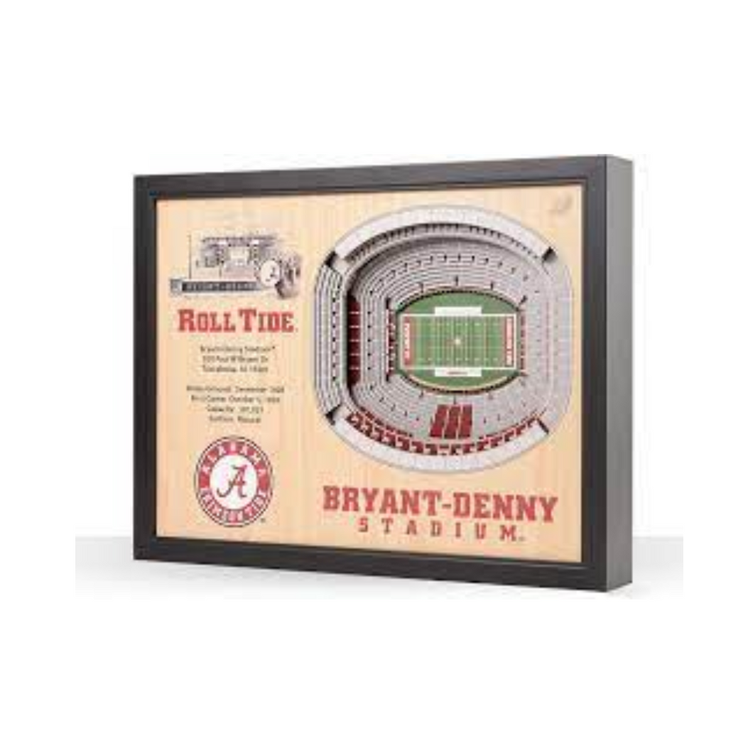 Alabama Crimson Tide 25.5'' X 19.5'' 25-Layer Stadium View 3D Wall Art