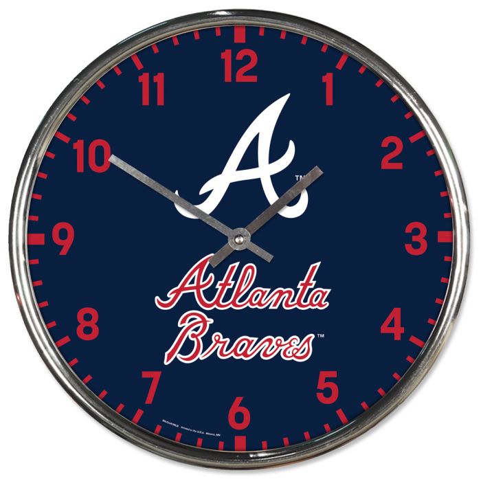 Atlanta Braves Round Chrome Wall Clock 12.75