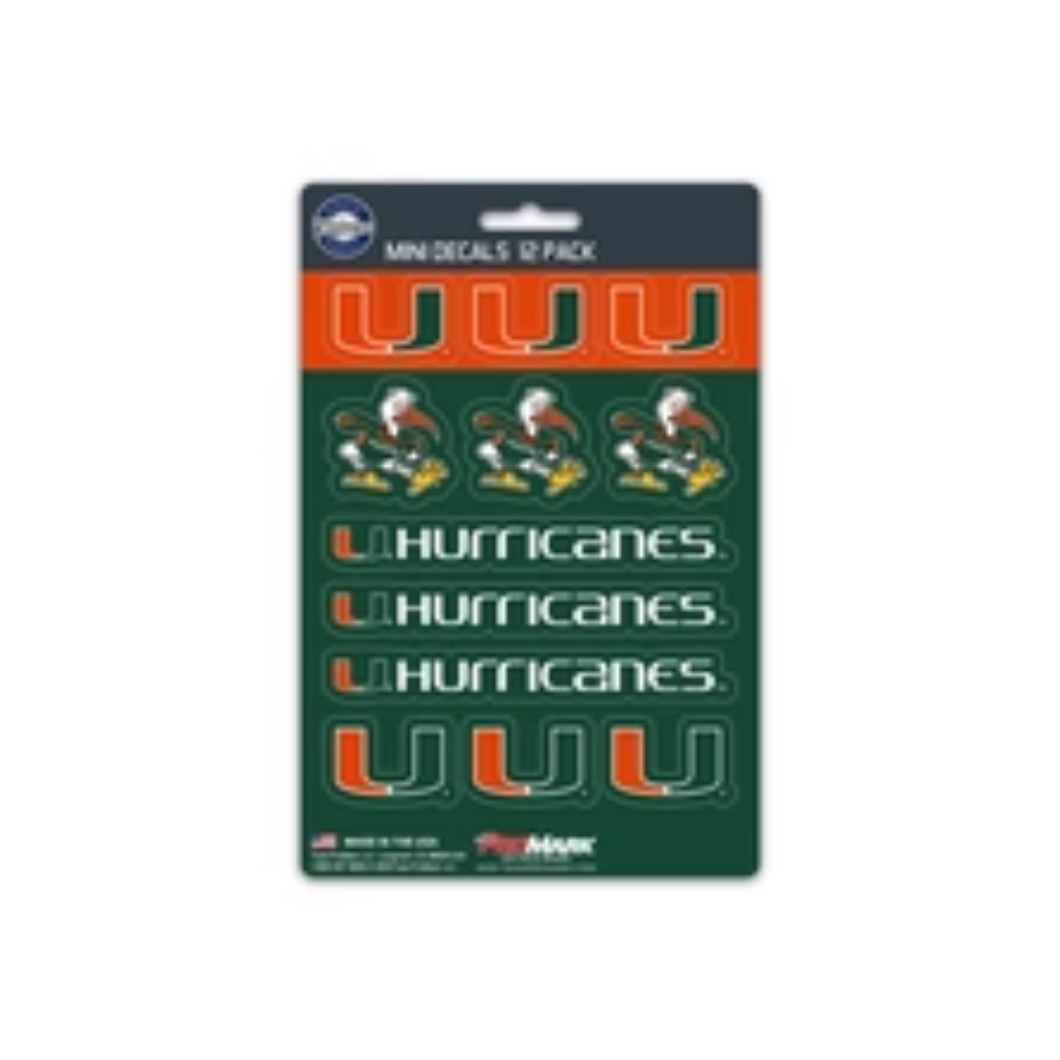 Miami Hurricanes Decal Set Mini 12 Pack