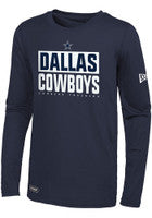 Dallas Cowboys New Era Navy Off-Sides Long Sleeve Dri-Tek T-Shirt