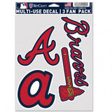 Atlanta Braves Decal Multi Use Fan 3 Pack