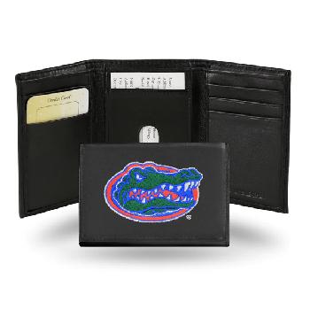 Florida Gators Black Embroidered Genuine Leather Tri-Fold