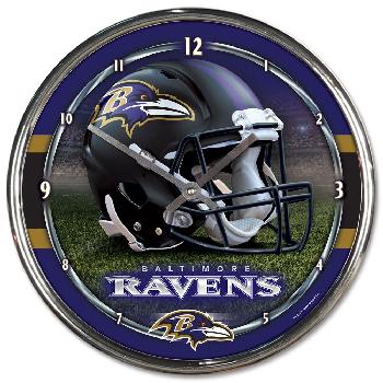 Baltimore Ravens Round Chrome Wall Clock 12.75