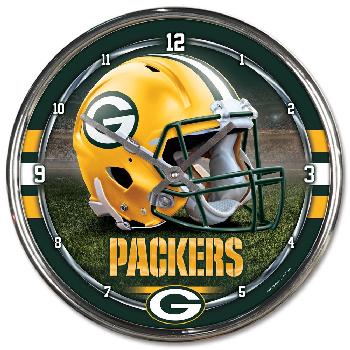 Green Bay Packers Round Chrome Wall Clock 12.75