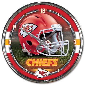 Kansas City Chiefs Round Chrome Wall Clock 12.75