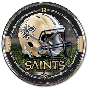 New Orleans Saints Round Chrome Wall Clock 12.75