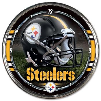 Pittsburgh Steelers Round Chrome Wall Clock 12.75