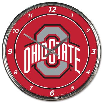 Ohio State Buckeyes  Round Chrome Wall Clock 12.75