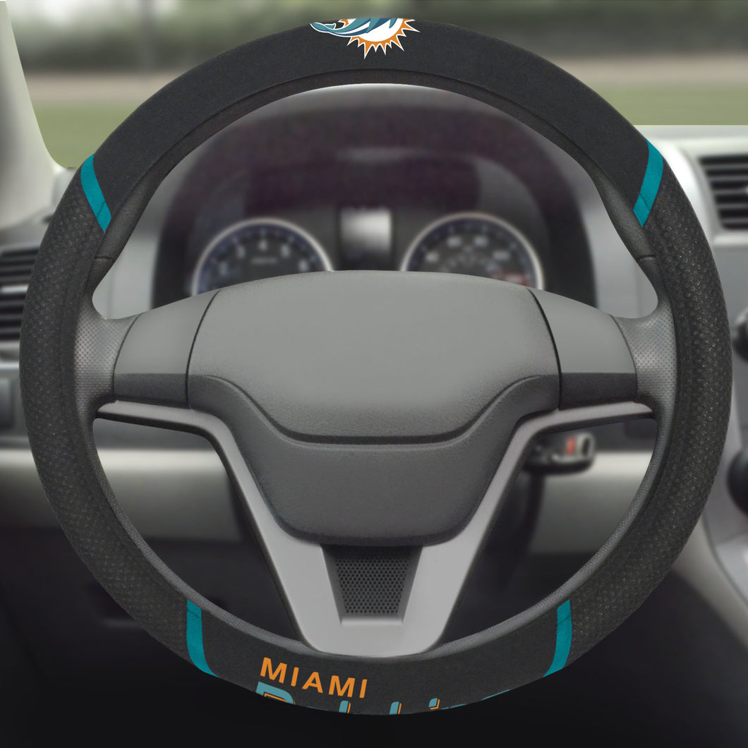 Miami Dolphins Steering Wheel Cover Mesh/Stitched