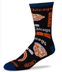 Chicago Bears End to End Black Crew Socks