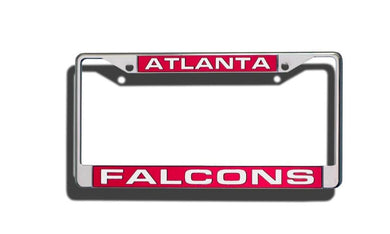 Atlanta Falcons License plate Frame laser cut chrome. Laser Frame Casey Distributing 