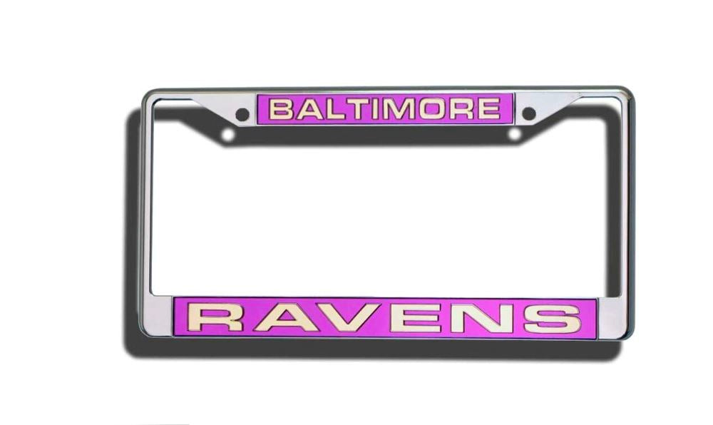Baltimore Ravens License Plate Frame Laser Cut Chrome. Laser Frame Casey Distributing 