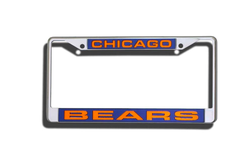 Chicago Bears License Plate Frame Laser Cut Chrome. Laser Frame Casey Distributing 