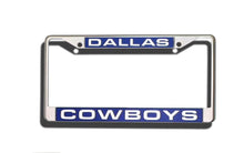Load image into Gallery viewer, Dallas Cowboys License Plate Frame Laser Cut Chrome. Laser Frame Casey Distributing 
