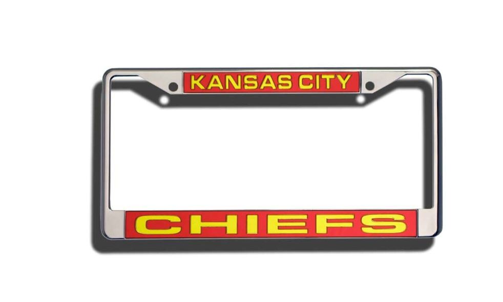 Kansas City Chiefs License Plate Frame Laser Cut Chrome. Laser Frame Casey Distributing 