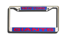 Load image into Gallery viewer, New York Giants License Plate Frame Laser Cut Chrome. Laser Frame Casey Distributing 
