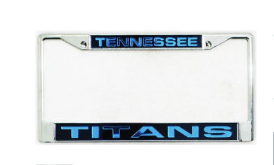 Tennessee Titans License plate Frame laser cut chrome. Laser Frame Casey Distributing 